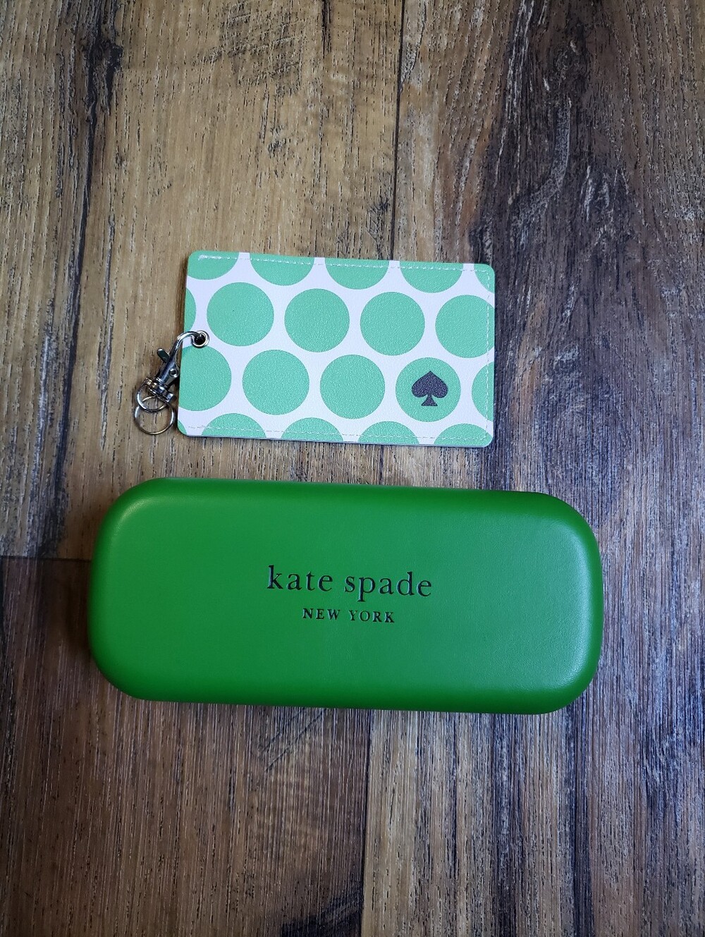 Kate Spade Green Sunglasses Case with Unbranded  Polka Dot Keycard Holder